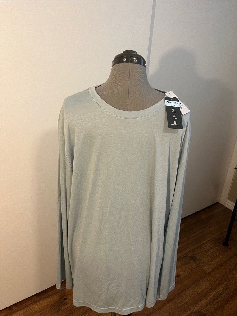 Alfani Long-Sleeve Crewneck Top - Sage